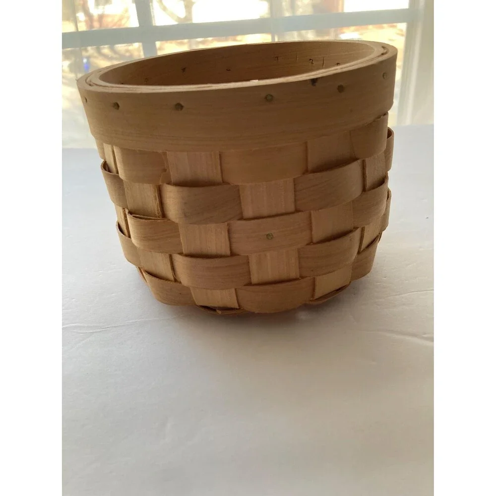 Small Mini Round Planter Basket Golden Oak 4 inches Tall 6 inch Diameter